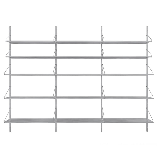 Shelf Library: Steel + High (W80) + Triple Section + Stainless Steel