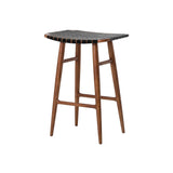Freja Counter Stool: Natural Walnut + Black Saddle + Leather Stripe Seat