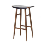 Freja Bar Stool: Dark Brown Oak + Black Saddle + Leather Seat