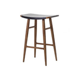 Freja Counter Stool: Dark Brown Oak + Black Saddle + Leather Seat