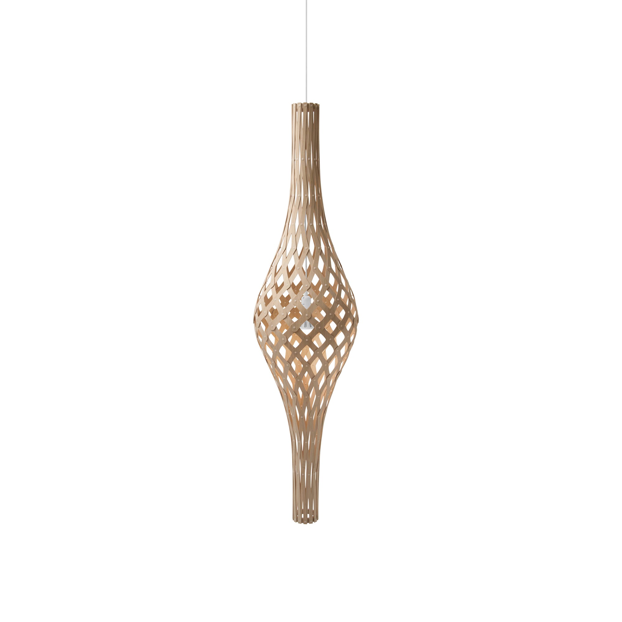 Nikau Full Pendant Light: Bamboo + White