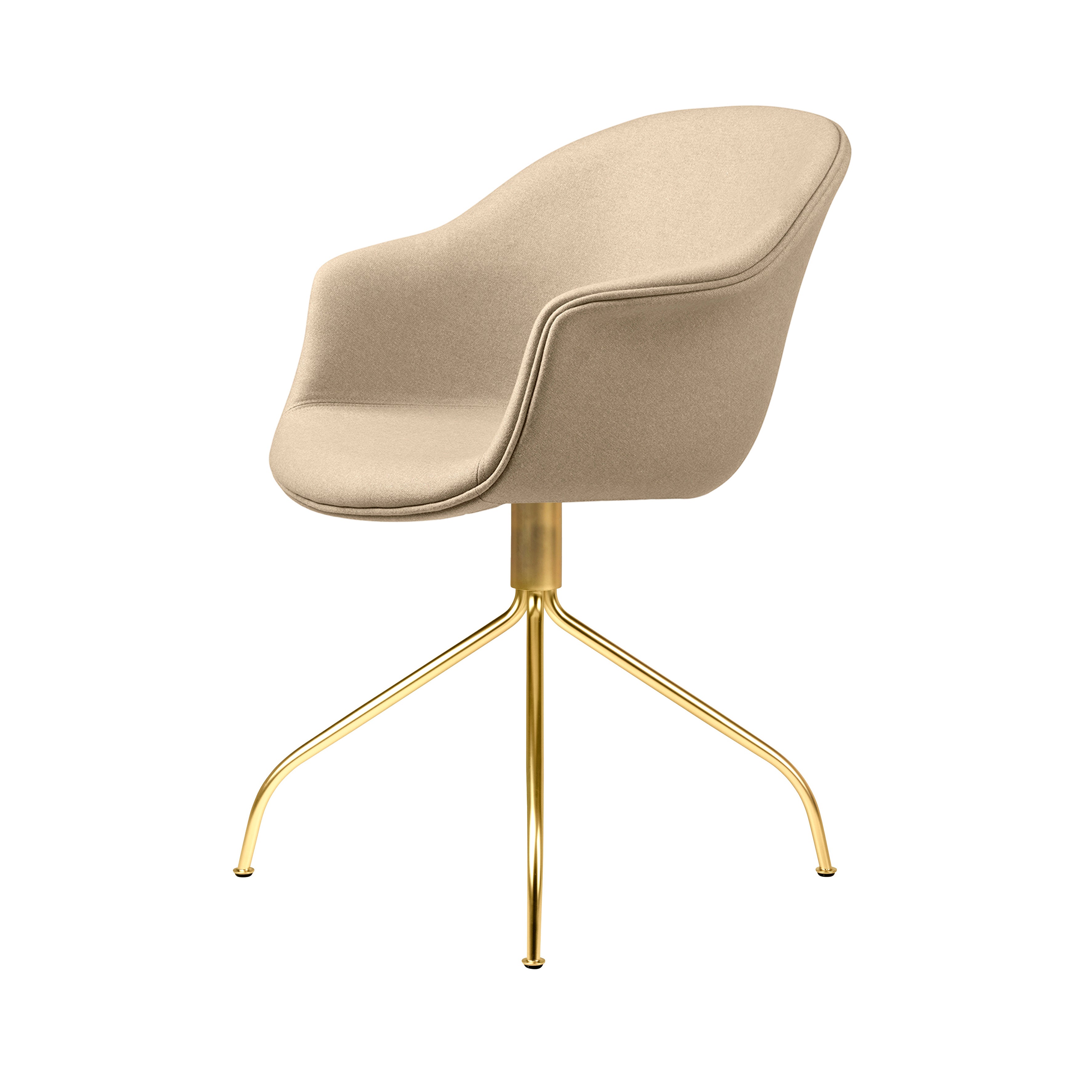 Bat Meeting Chair: Swivel Base + Fully Upholstered + Brass Semi Matt