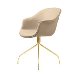 Bat Meeting Chair: Swivel Base + Fully Upholstered + Brass Semi Matt
