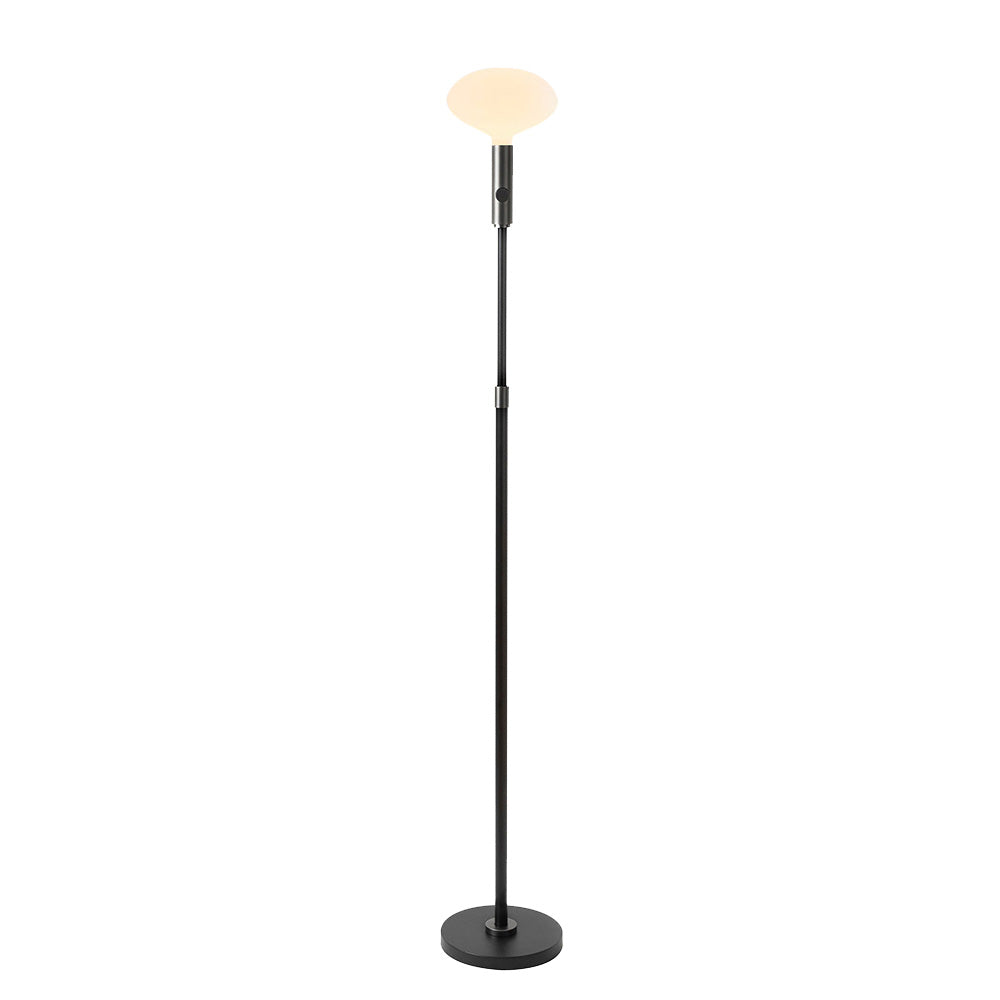 Poise Adjustable Floor Lamp with Sphere V LED Bulb: Graphite + With Oval II Bulb