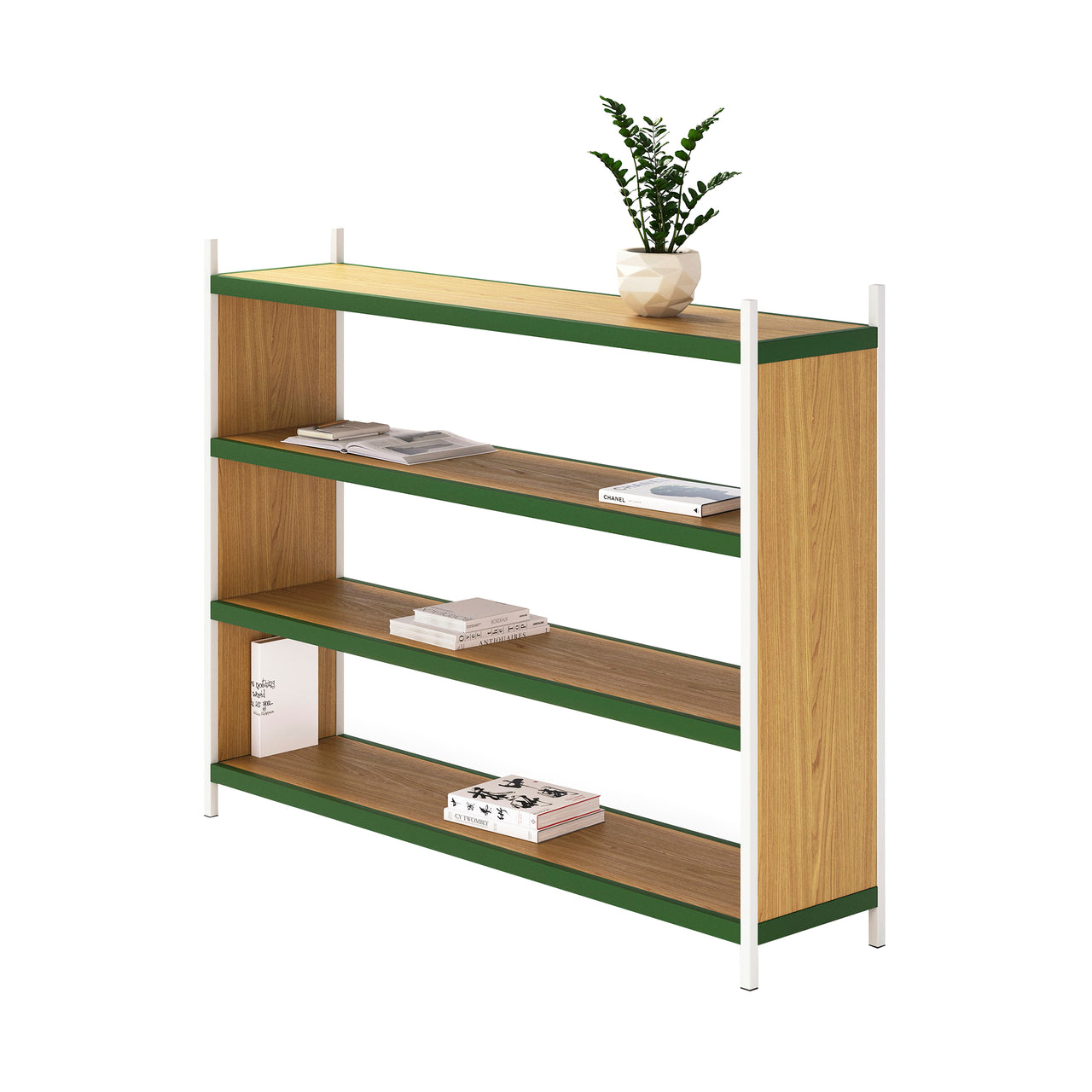 Grid Shelves: 4 + Leaf Green + Signal White + Oak