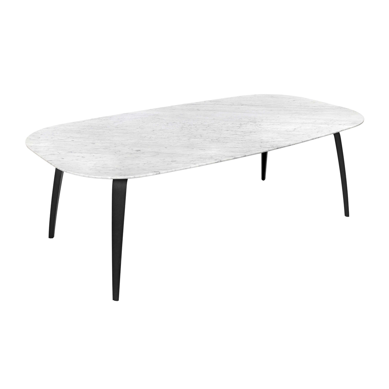 Gubi Dining Table: Elliptical + Marble Top + Black Stained Ash