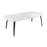 Gubi Dining Table: Elliptical + Marble Top + Black Stained Ash