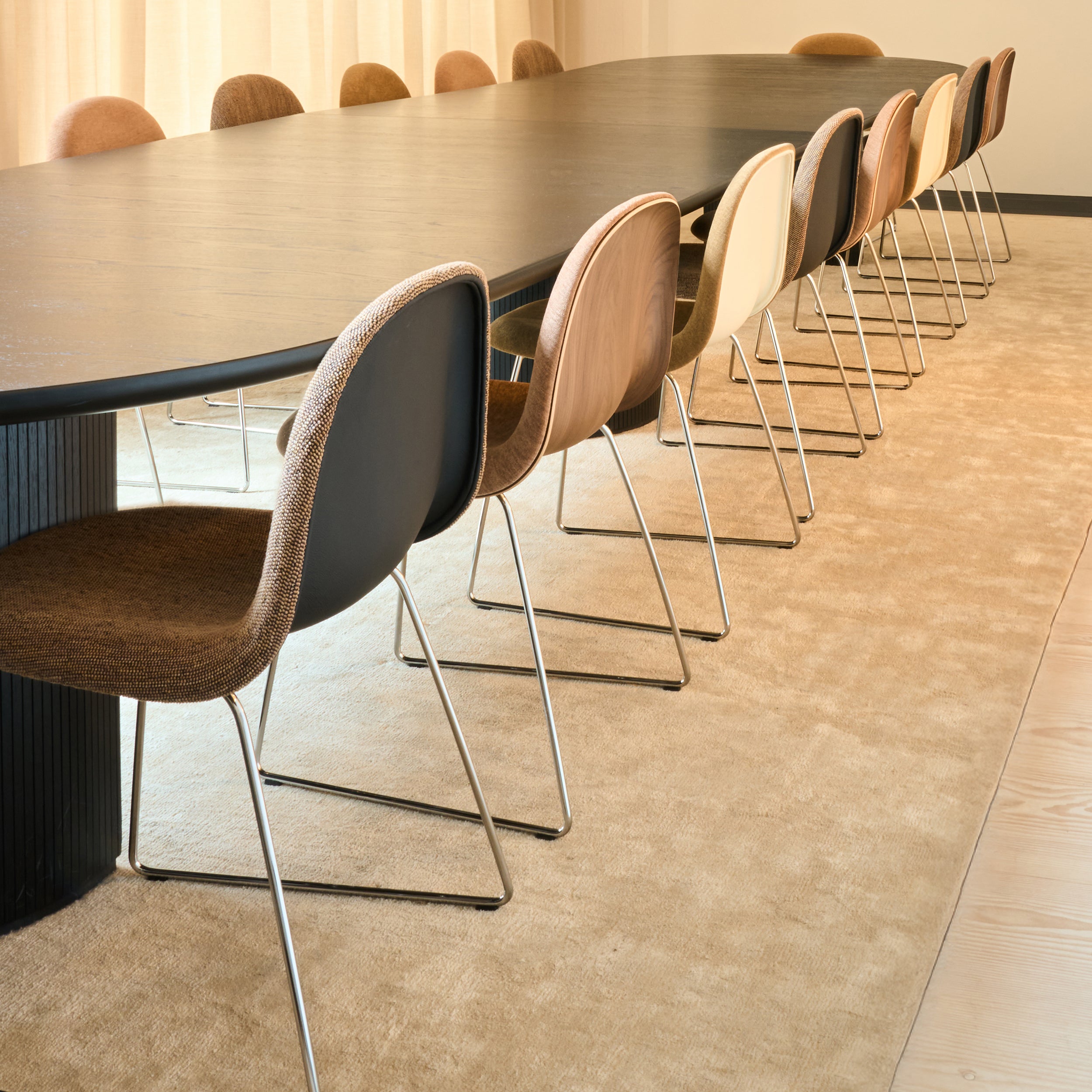 3D Stacking Dining Chair Sledge Base: Front Upholstered