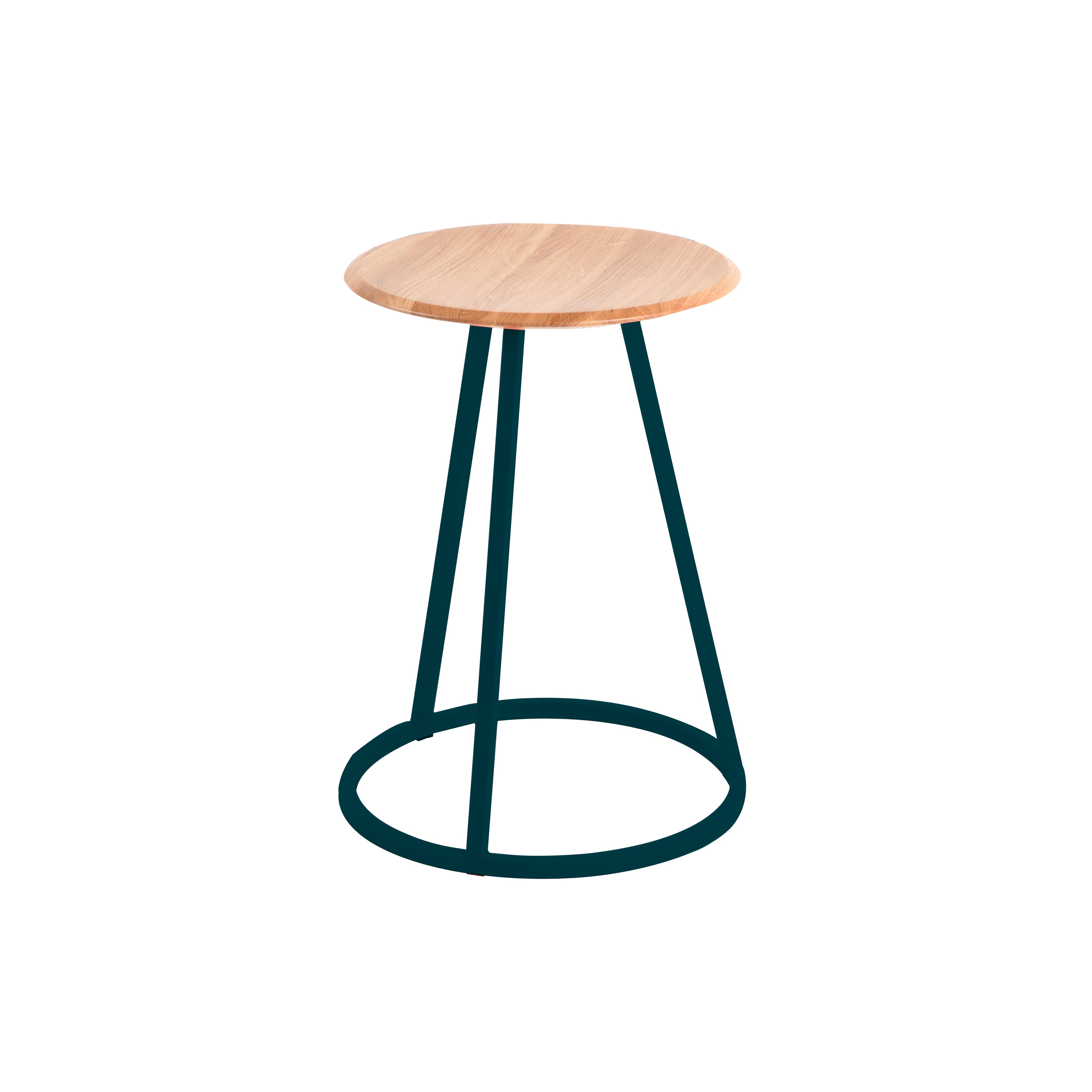 Gustave Stool: Natural Oak + Matte Blue