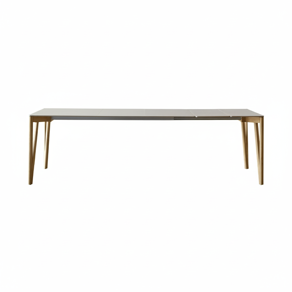 Decapo Extendable Dining Table: Small + London Grey Fenix + Oak Edge + Flamed Oak