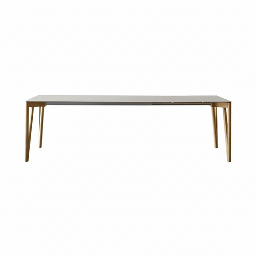 Decapo Extendable Dining Table: Small + London Grey Fenix + Oak Edge + Flamed Oak