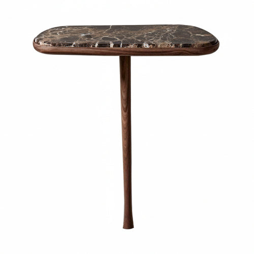 Consola Console Table: Emperador Marble + Walnut