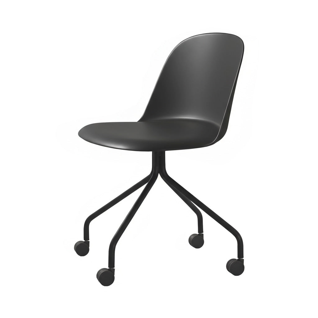 Mariolina Side Chair with Casters: Set of 2 + Anthracite