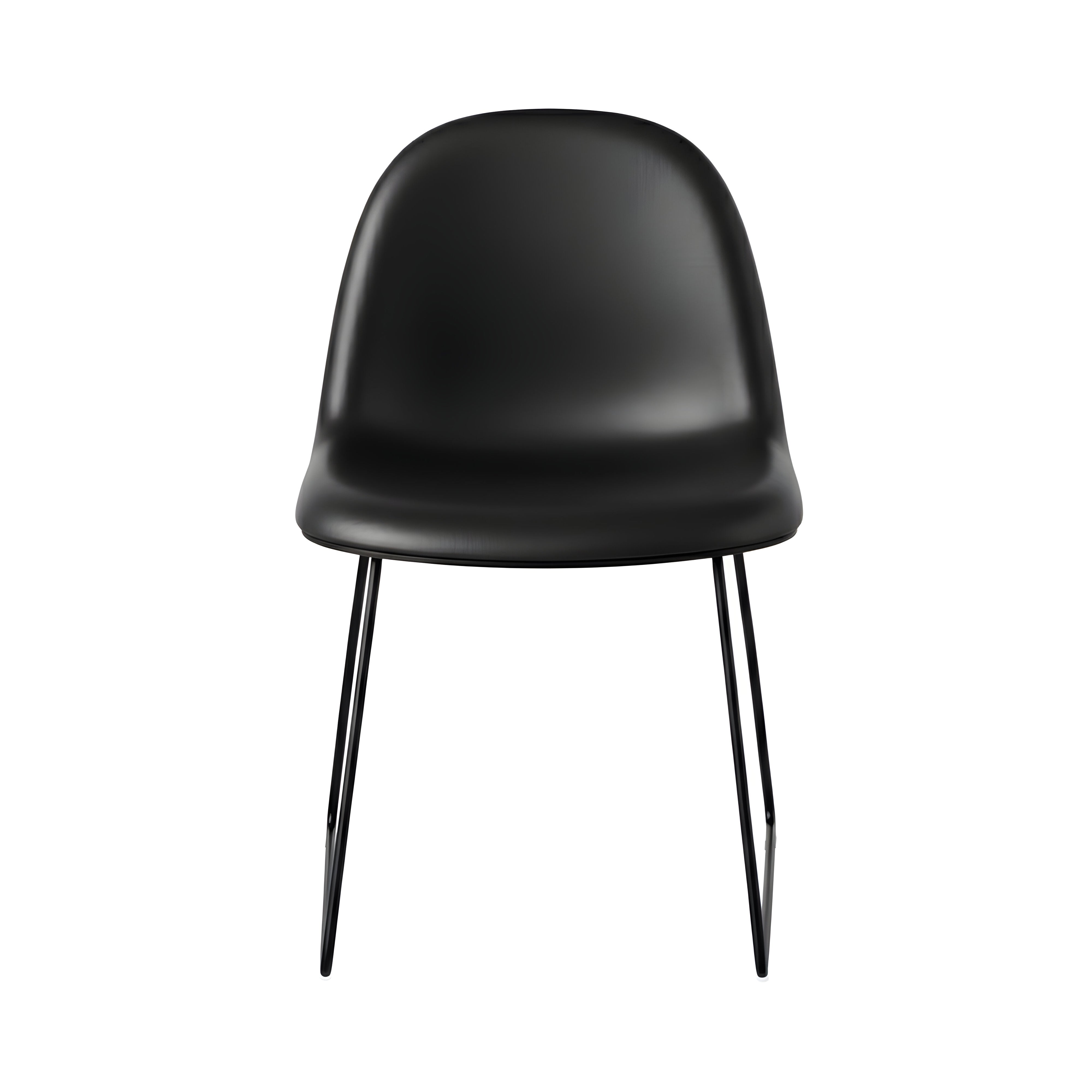 3D Dining Chair Stacking Sledge Base: Plastic Shell + Front Upholstered + Black