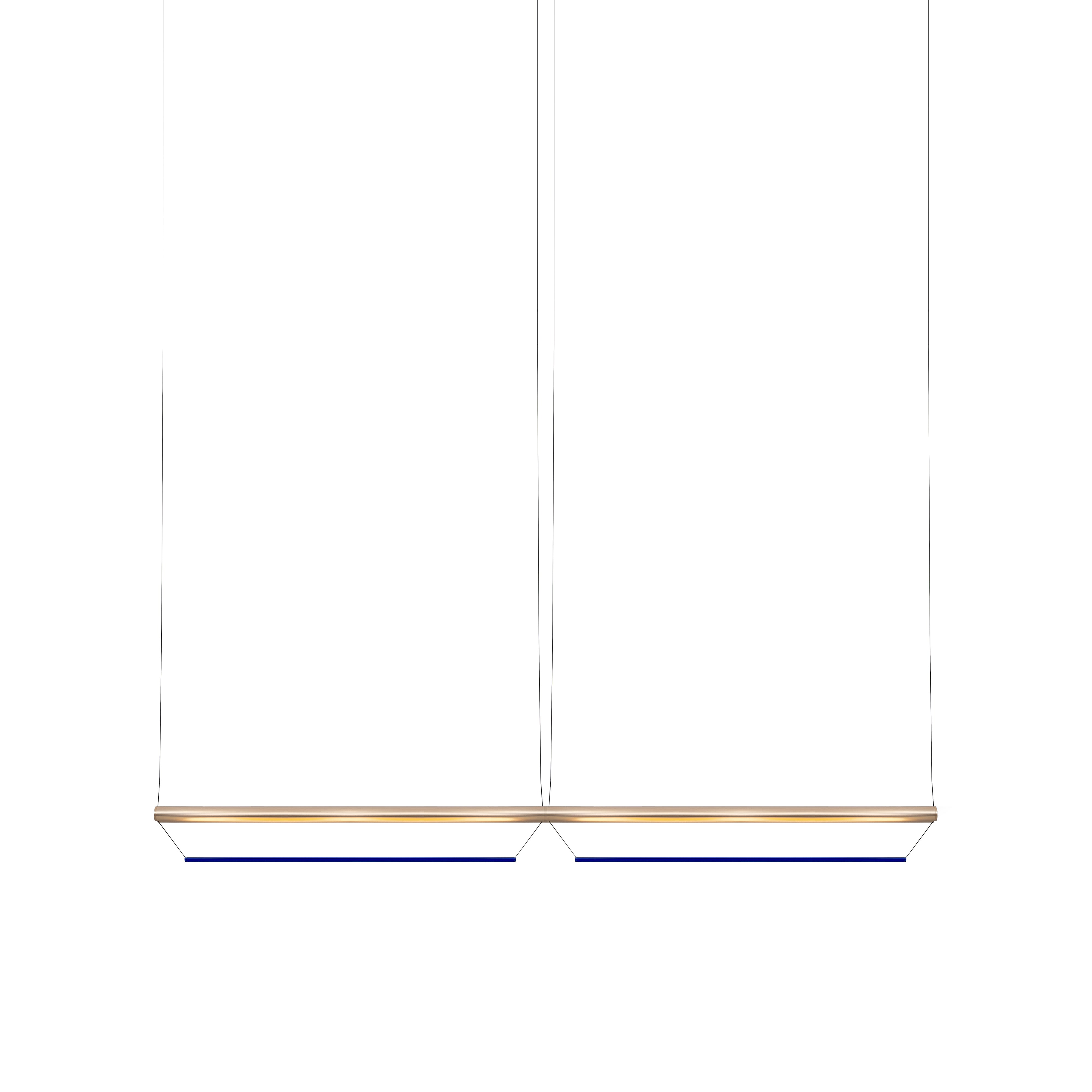 Tier 100 Horizontal Pendant Light: 2H + Anodized Silver + Sapphire