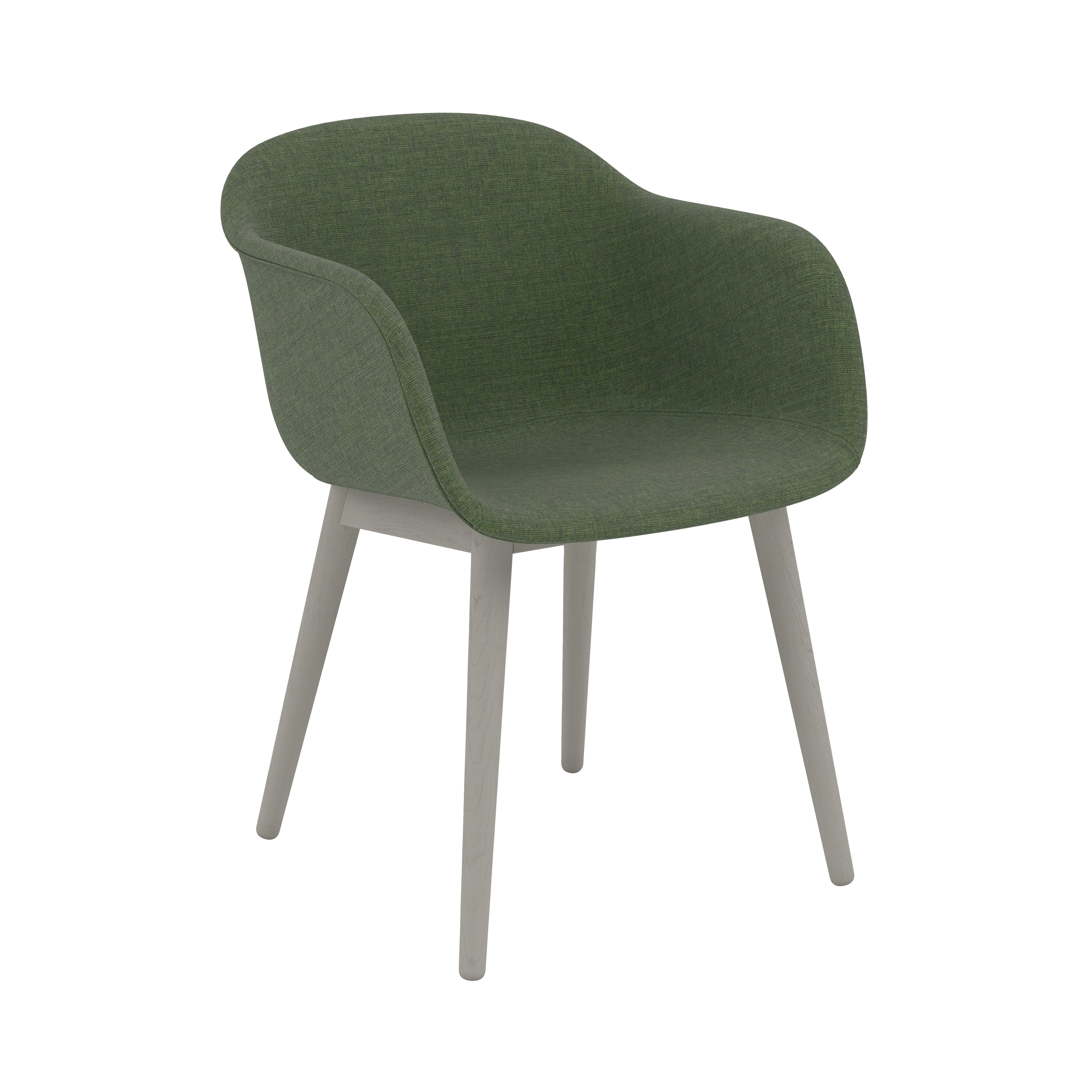 Fiber Armchair: Wood Base + Recycled Shell + Upholstered + Grey