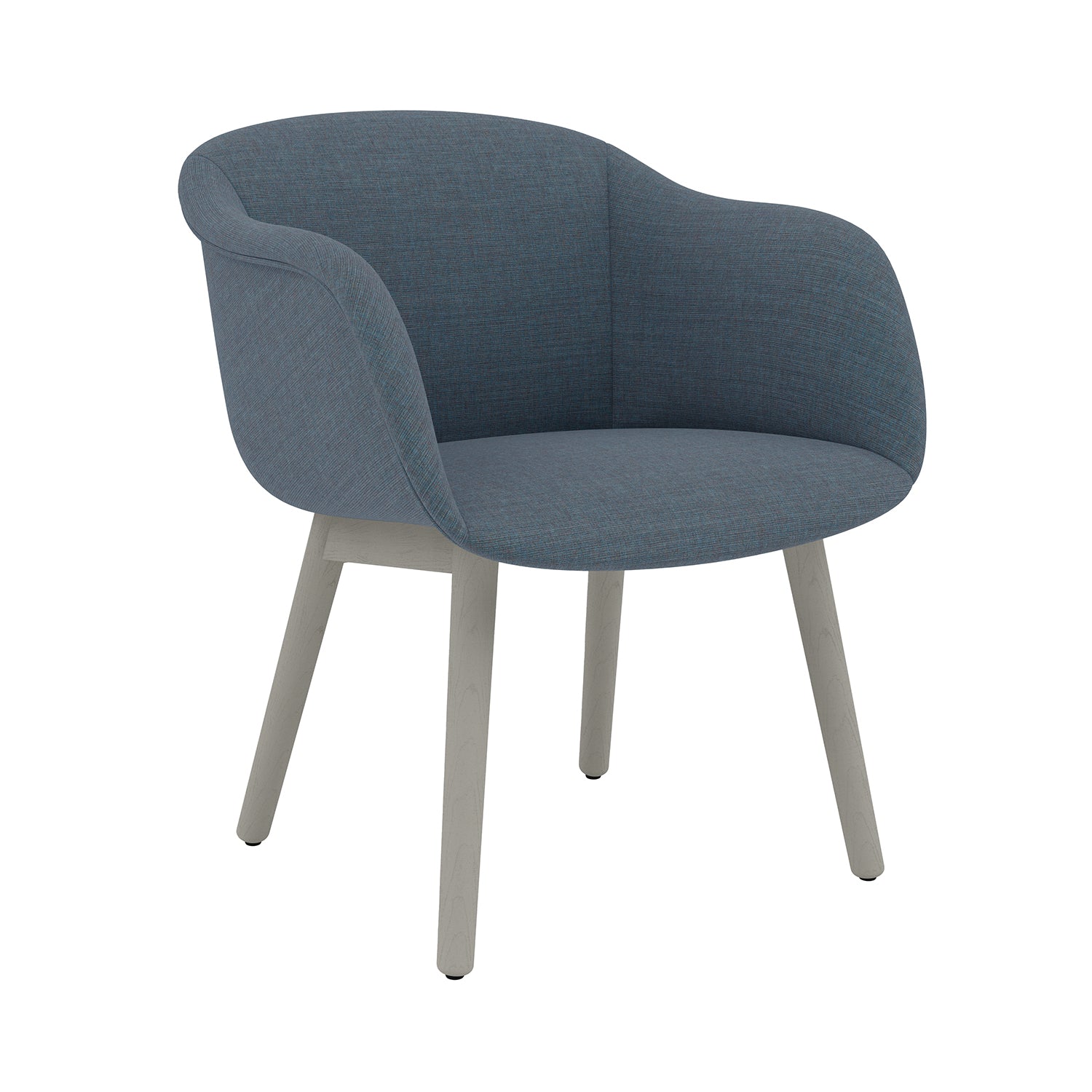 Fiber Soft Armchair: Wood Base + Upholstered + Grey