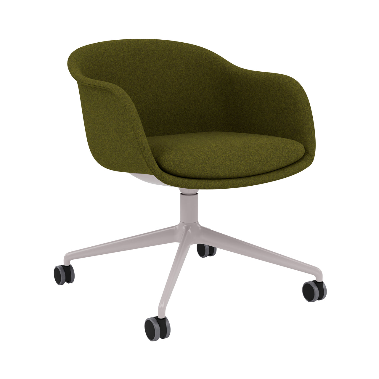 Fiber Conference Armchair: Swivel Base with Castors + Recycled Shell + Grey