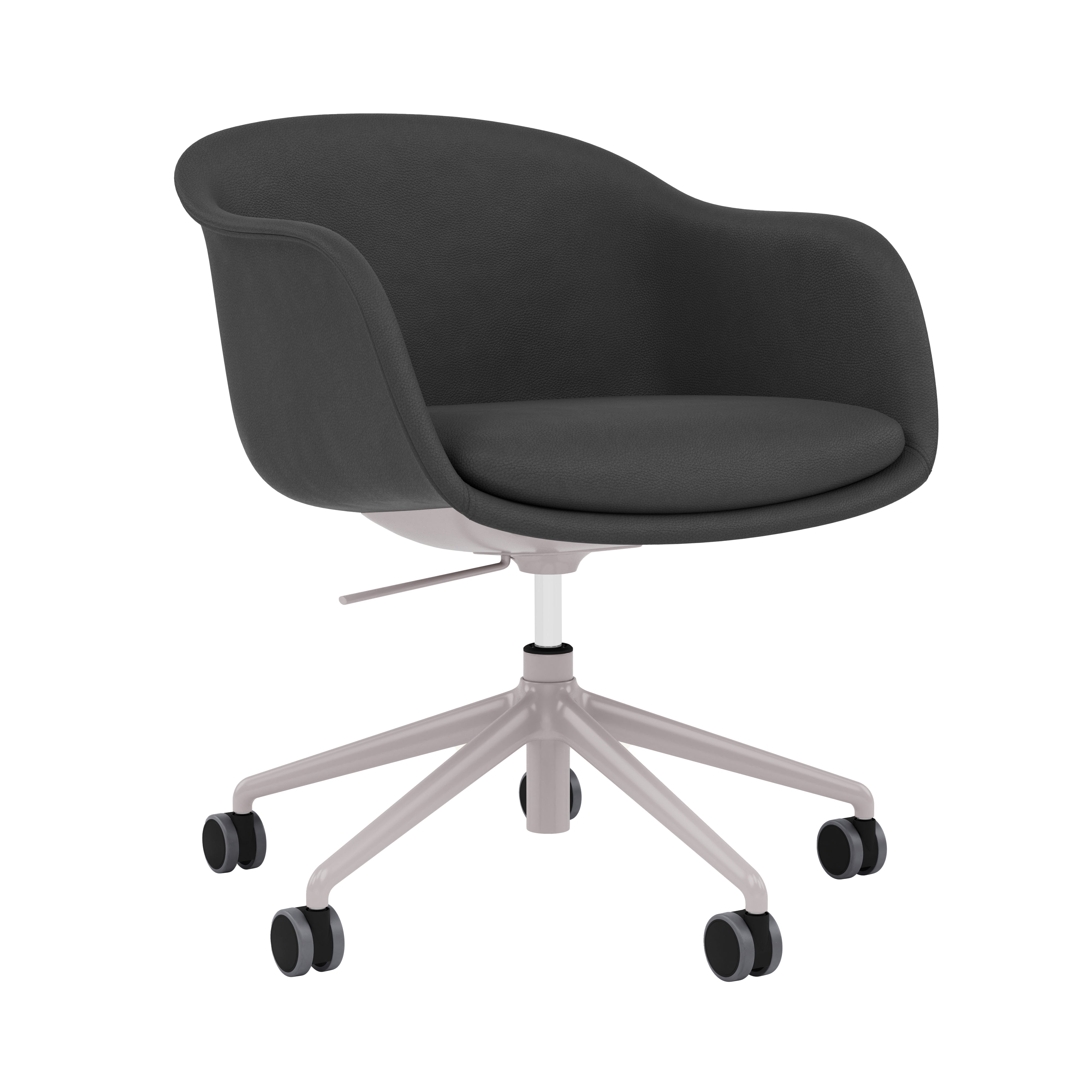 Fiber Conference Armchair: Swivel Base with Castors + Gaslift + Tilt + Recycled Shell + Grey