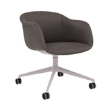 Fiber Soft Armchair: Swivel Base with Castors + Upholstered Shell + Grey