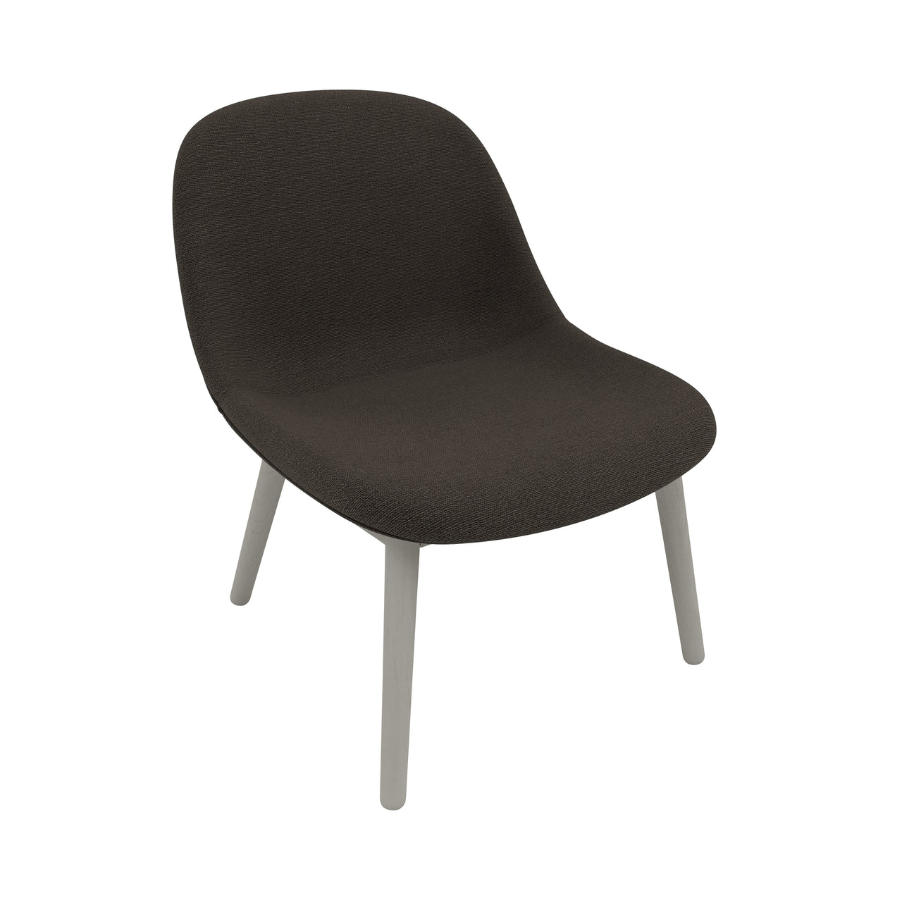 Fiber Lounge Chair: Wood Base + Upholstered + Grey