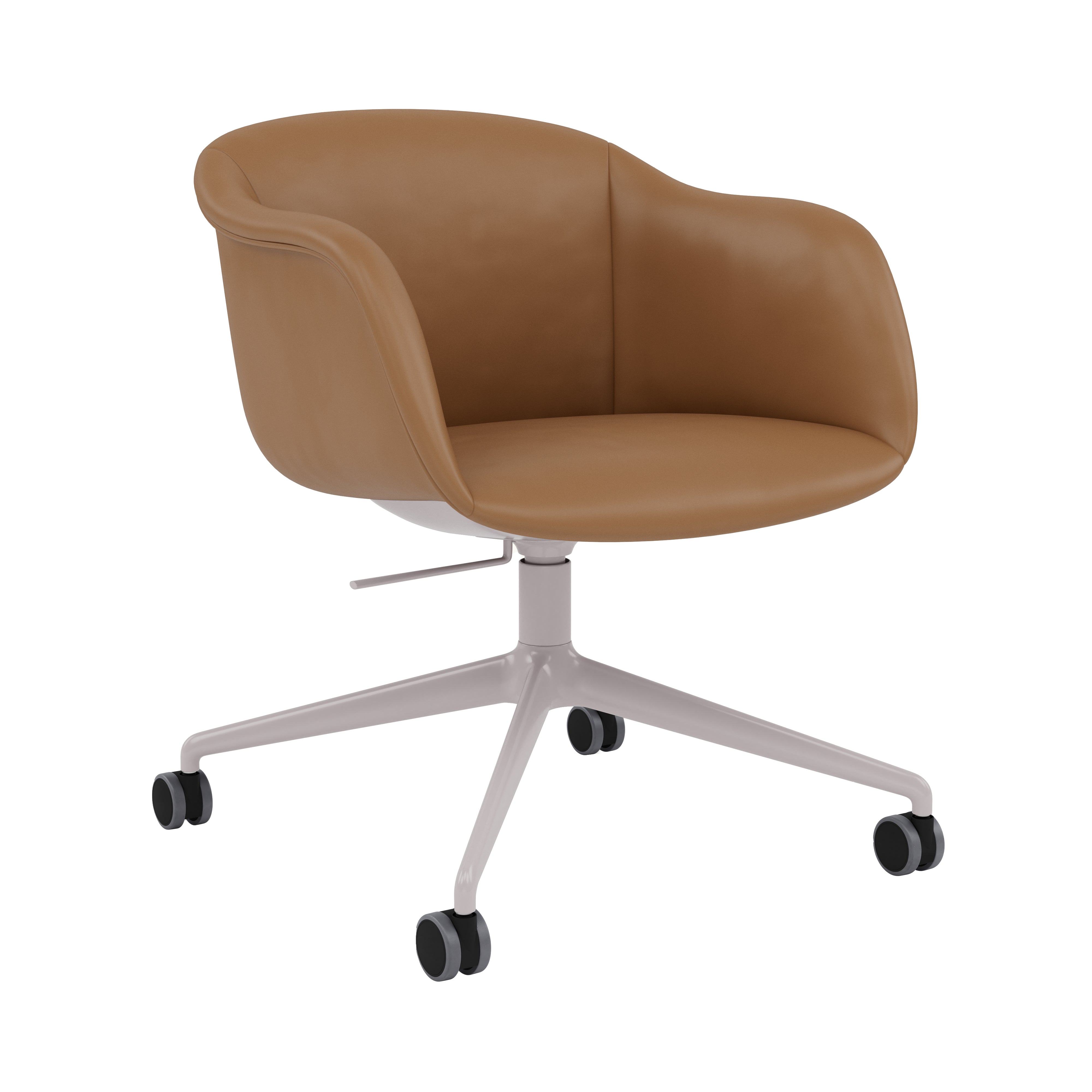 Fiber Soft Armchair: Swivel Base with Castors + Tilt + Upholstered Shell + Grey