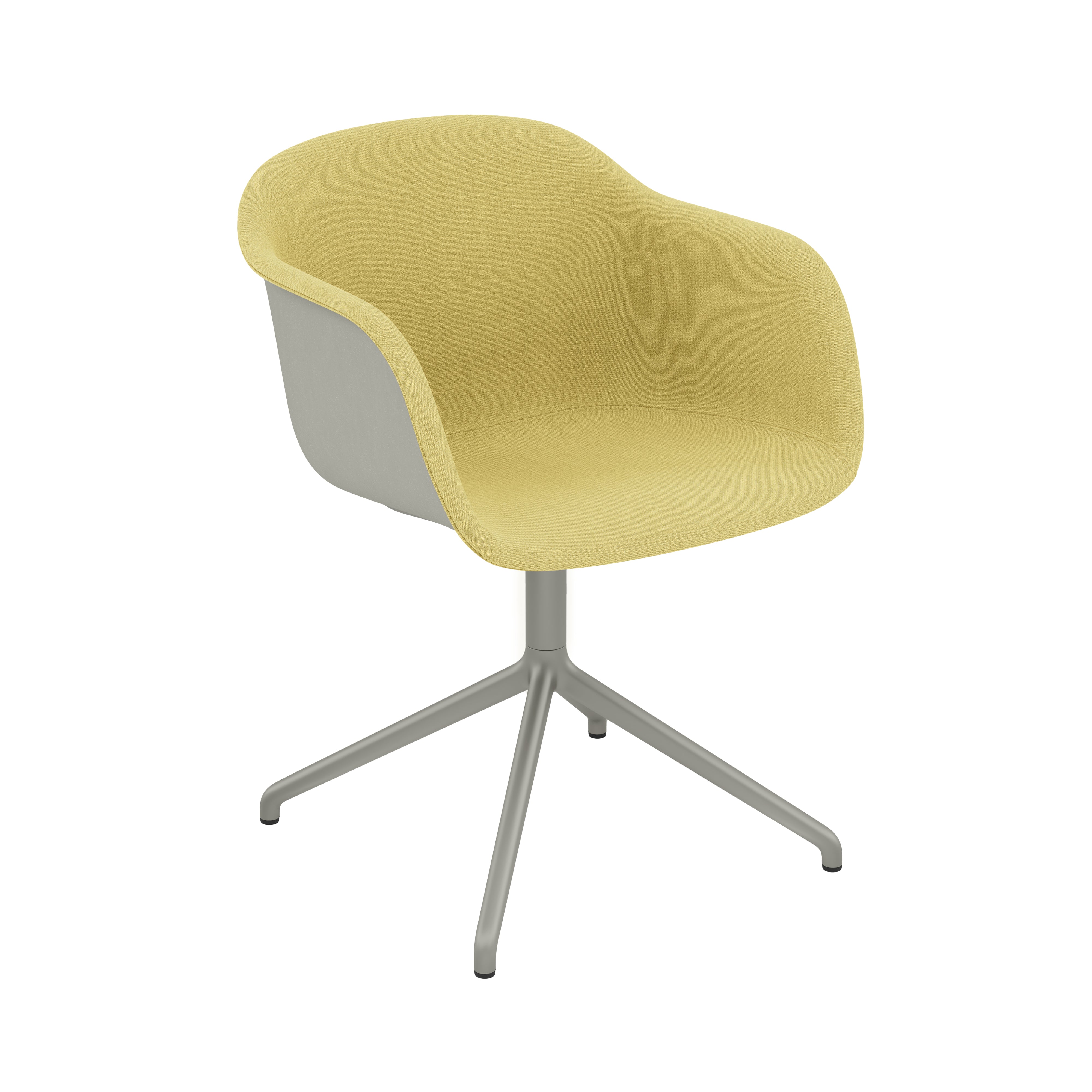 Fiber Armchair: Swivel Base + Front Upholstered + Recycled Shell + Grey + Grey