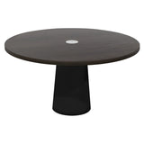 Container Round Table: Large + Cable Feed + Grey Stained with Hole + Black