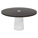 Container Round Table: Large + Cable Feed + Grey Stained with Hole + White