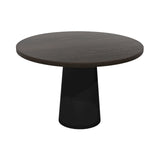 Container Round Table: Medium + Cable Feed + Grey Stained + Black
