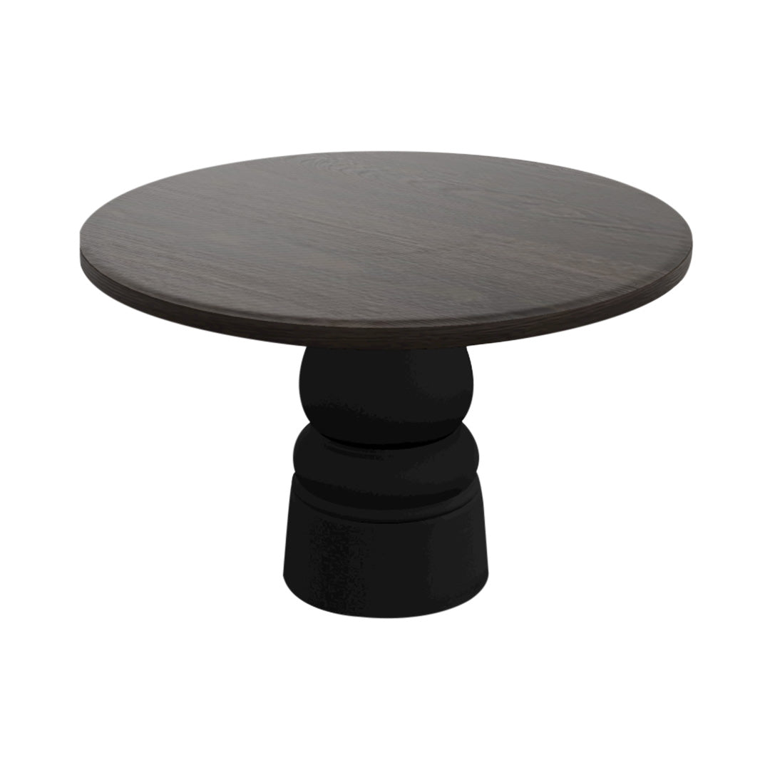 Container Round Table: Large + New Antiques + Grey stained + Black