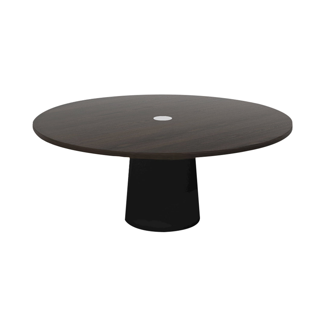 Container Round Table: XXL + Cable Feed + Grey Stained with Hole + Black
