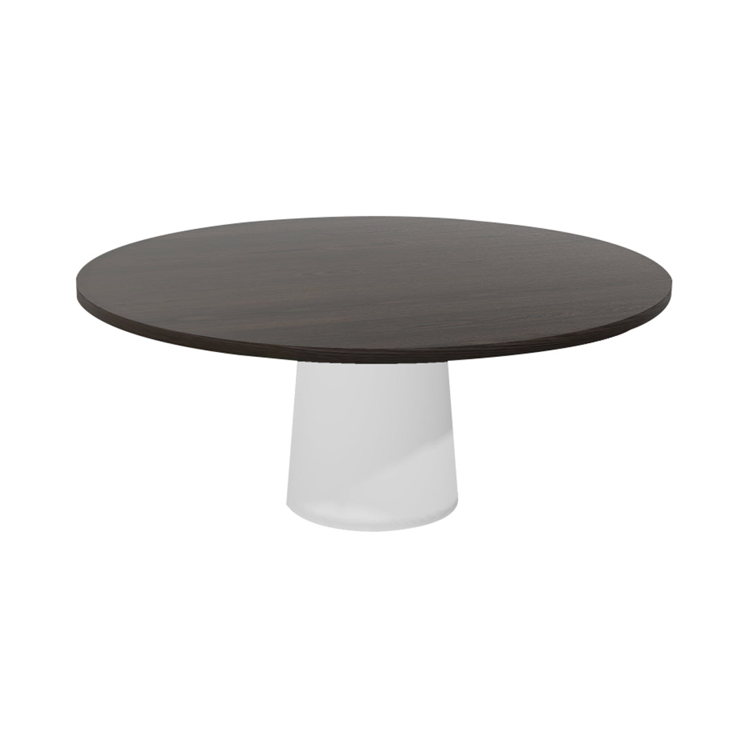 Container Round Table: XXL + Cable Feed + Grey stained + White