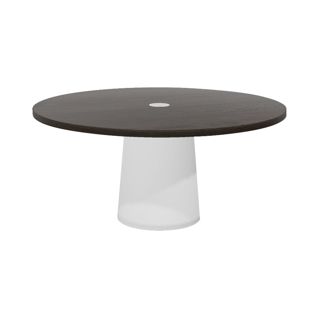 Container Round Table: Extra Large + Cable Feed + Grey Stained with Hole + White