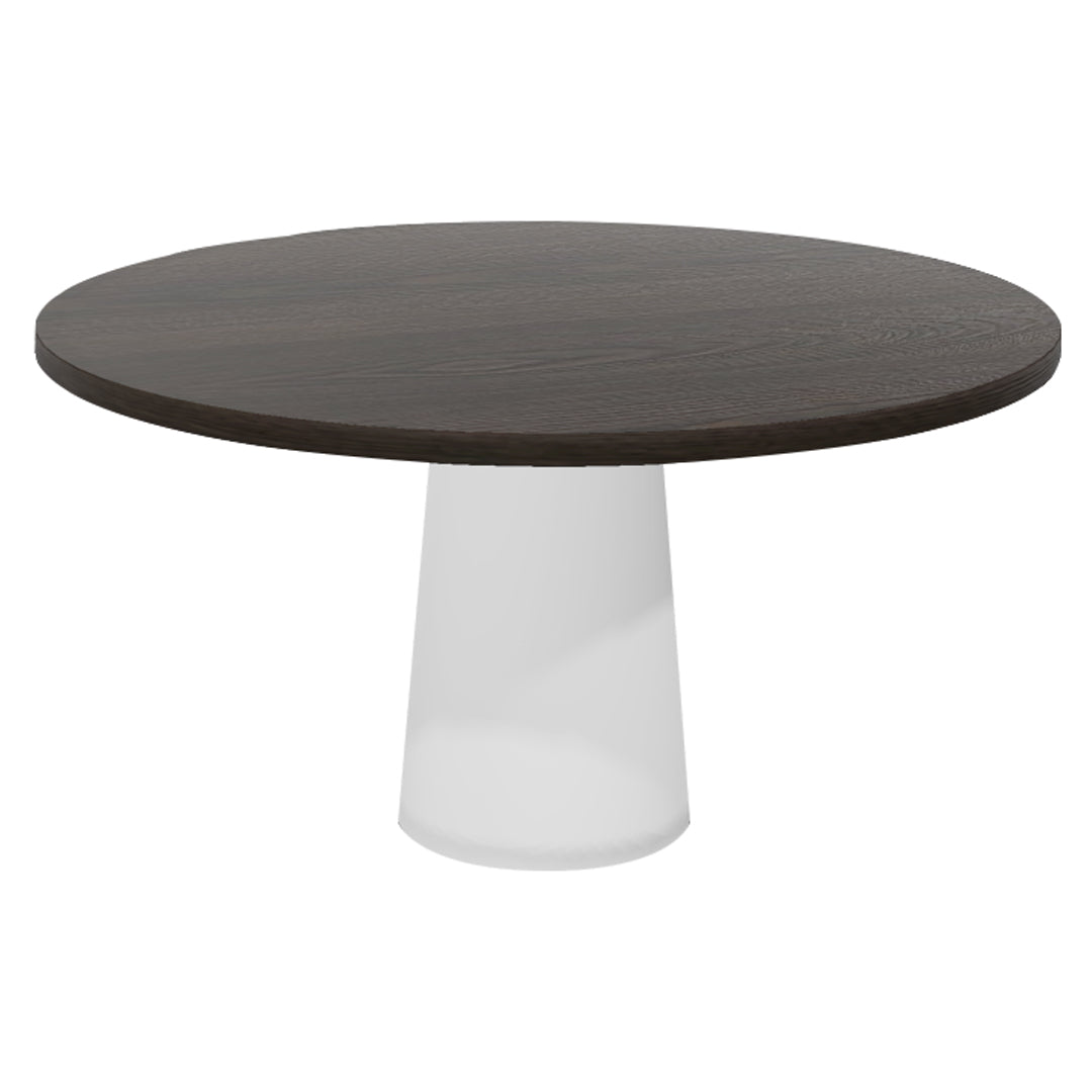 Container Round Table: Large + Cable Feed + Grey Stained + White