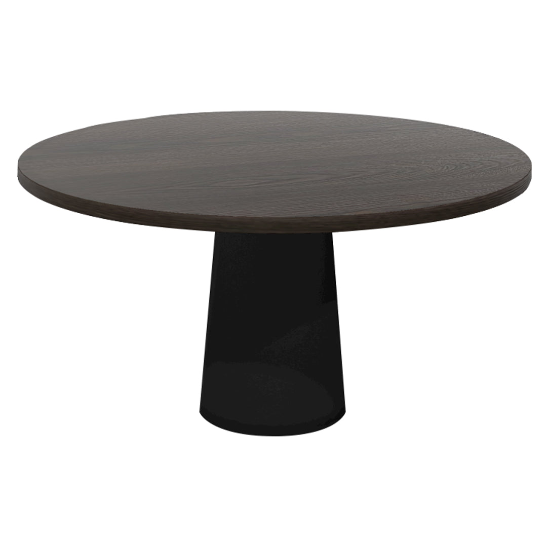 Container Round Table: Large + Cable Feed + Grey Stained + Black