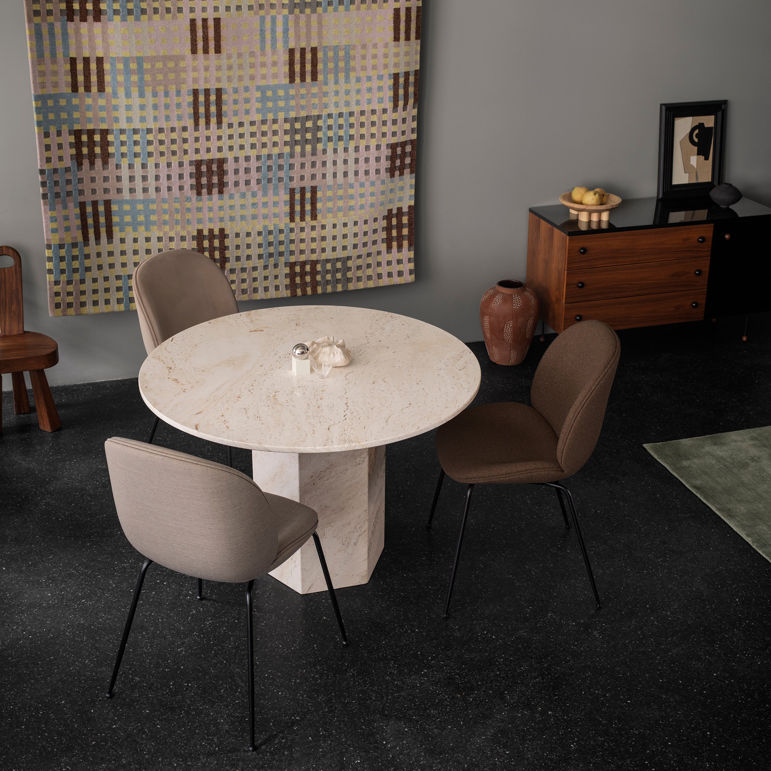 Epic Round Dining Table: Travertine