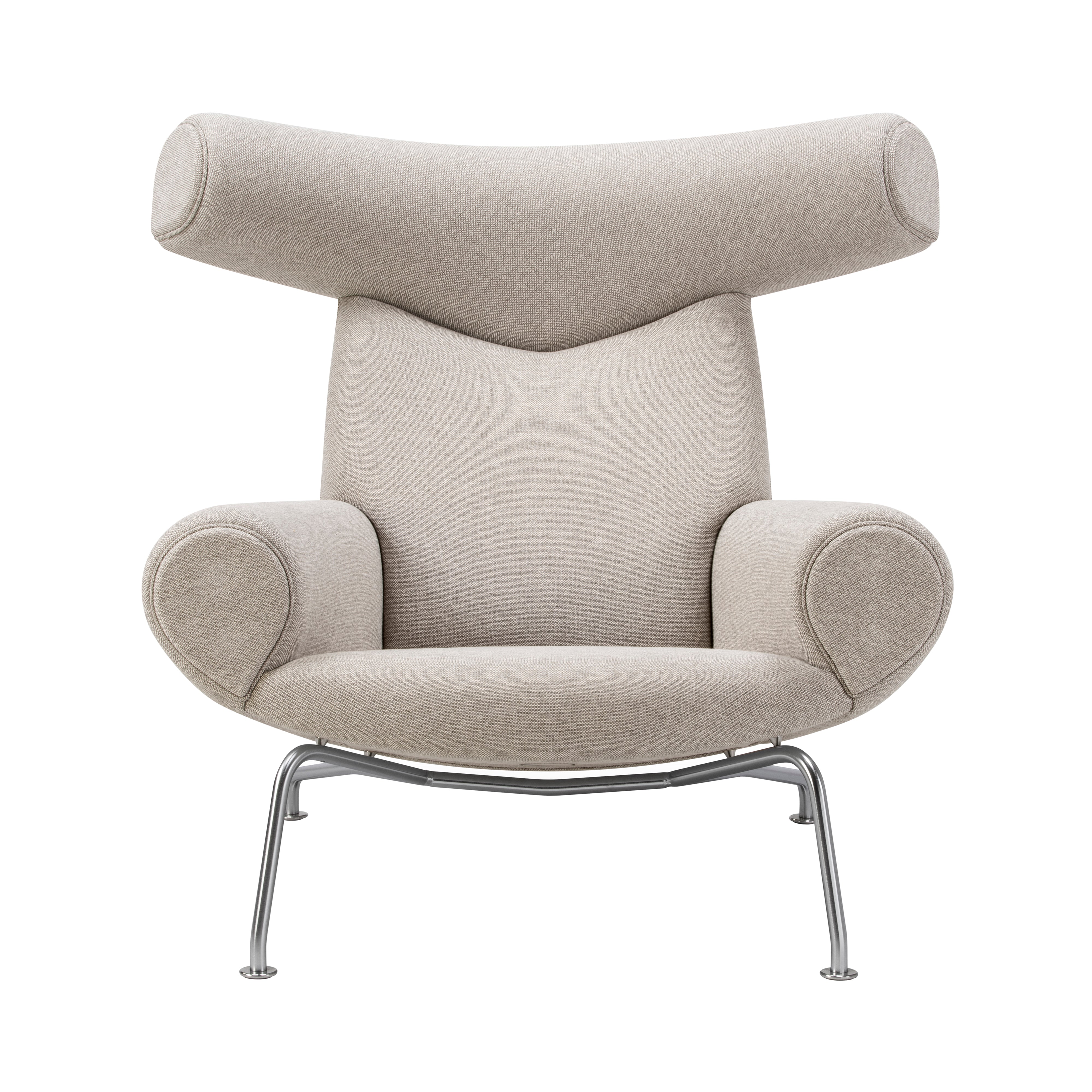 Wegner Ox Chair: Brushed Stainless Steel + Without Ottoman