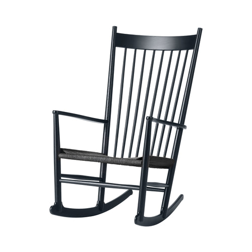 Wegner J16 Rocking Chair: Black + Black Lacquered Oak