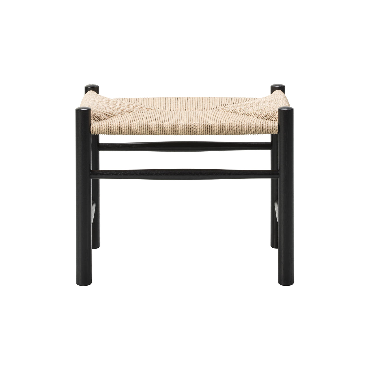 Wegner J16 Stool: Black Lacquered Oak + Natural