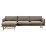 Calmo 3 Seater Chaise: Left + Lacquered Oak