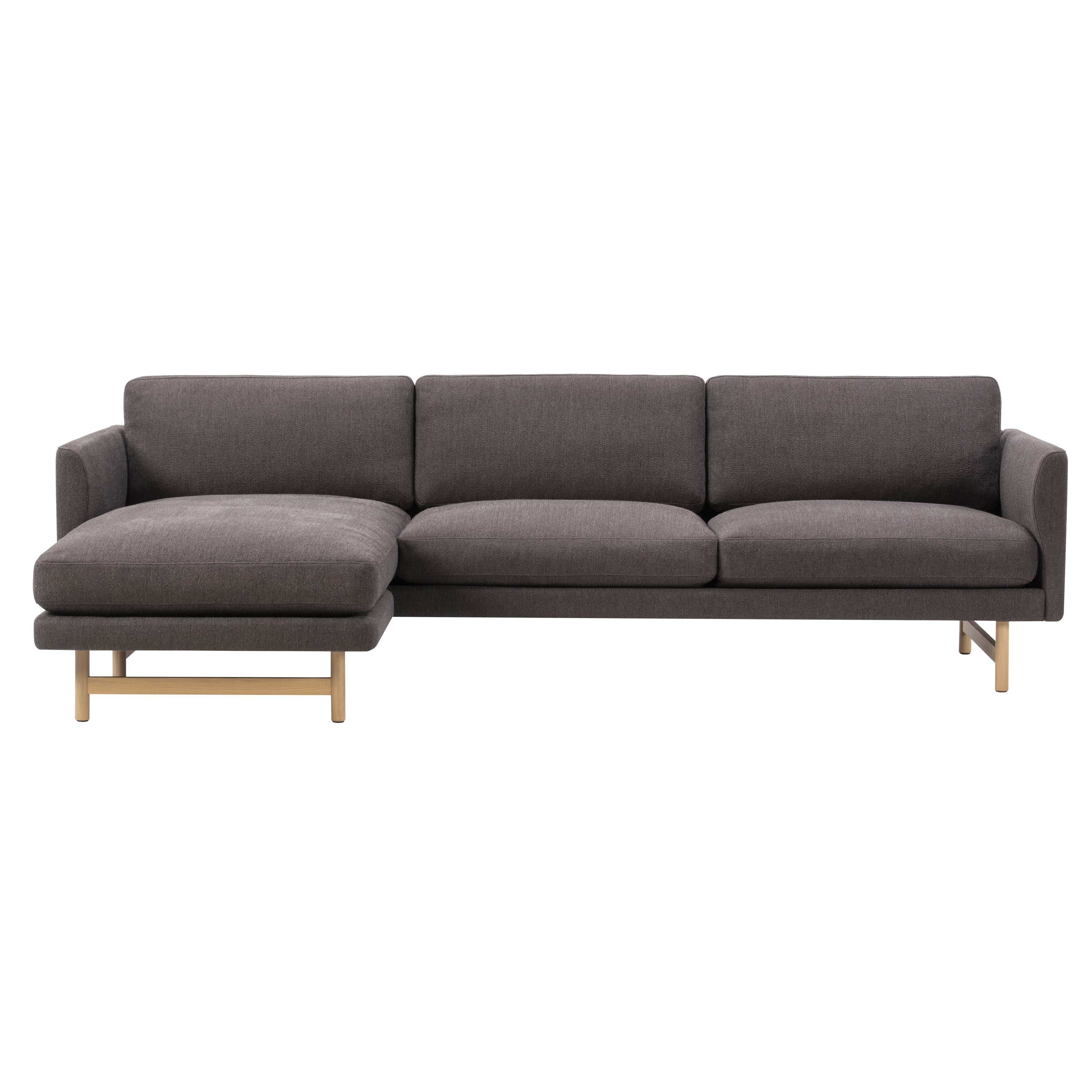 Calmo 3 Seater Chaise: Left + Lacquered Oak