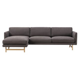 Calmo 3 Seater Chaise: Left + Lacquered Oak