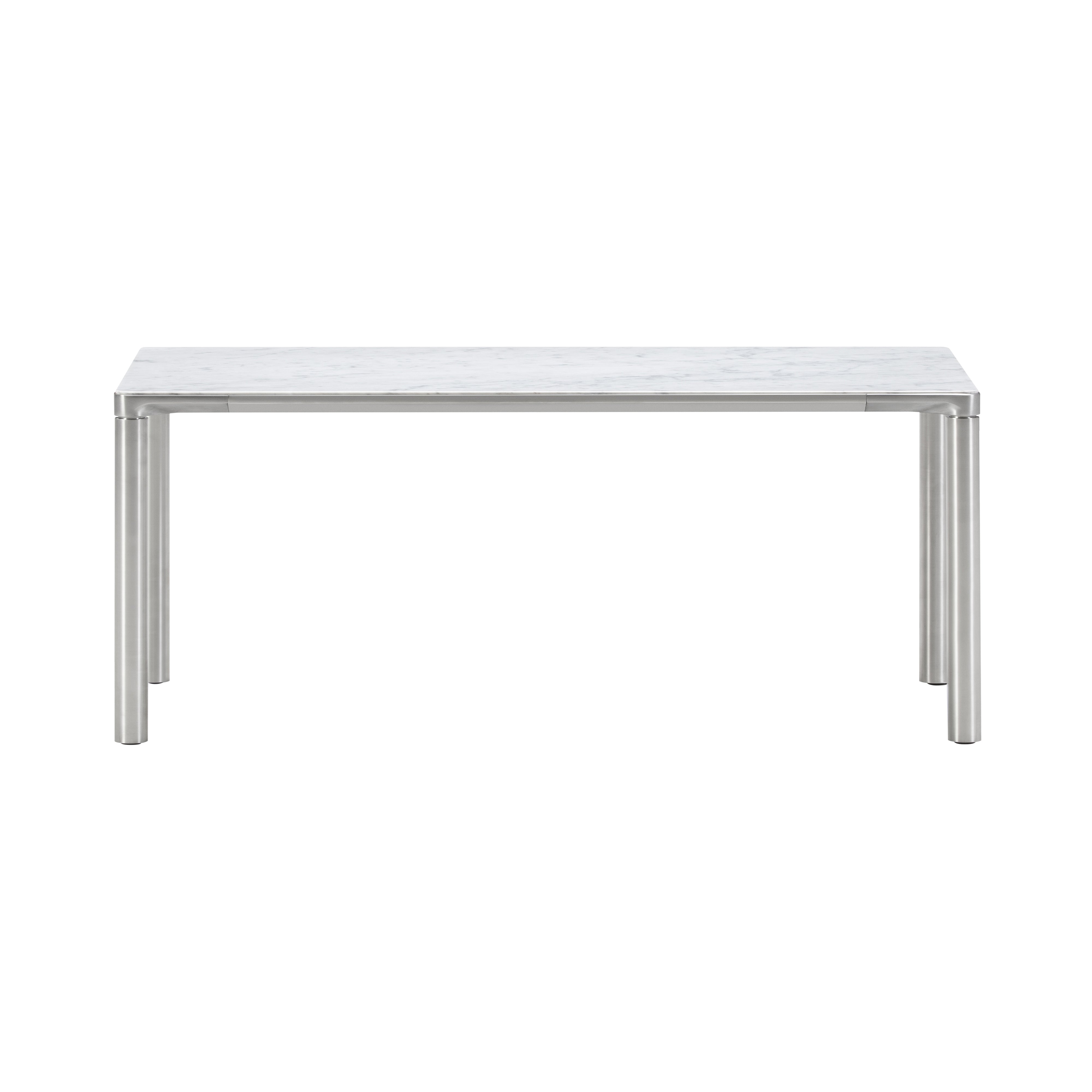 Piloti Alu Table: Large + Low + White Carrara + Brushed Aluminum