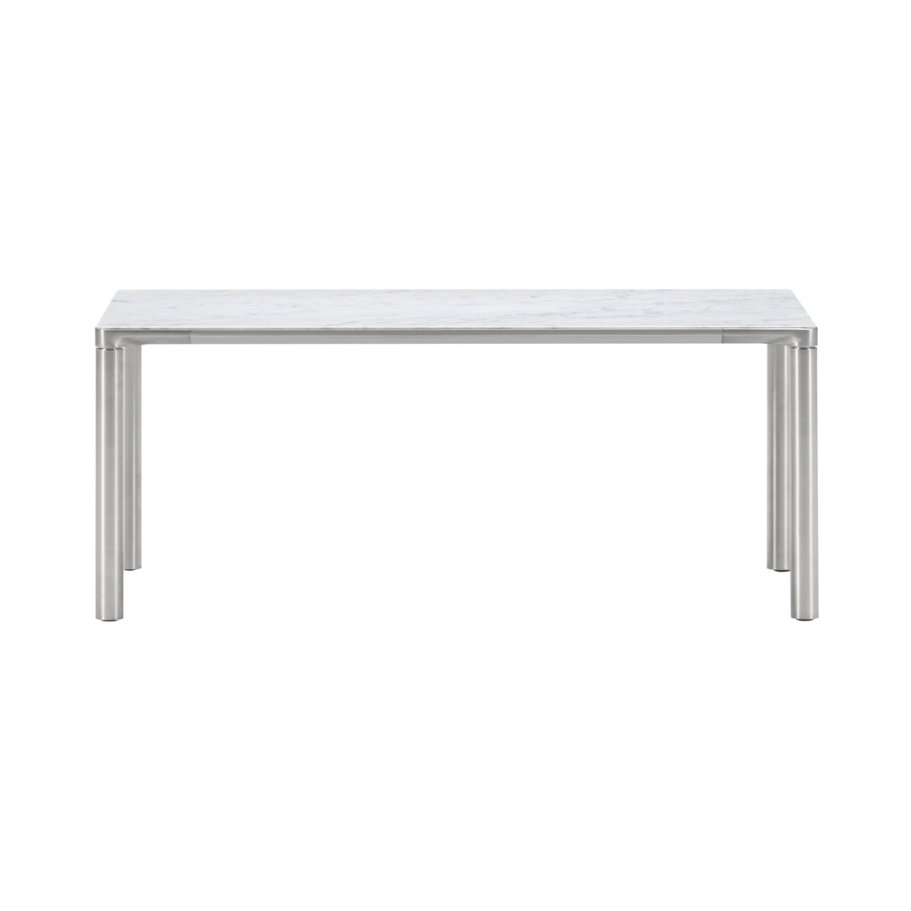 Piloti Alu Table: Large + Low + White Carrara + Brushed Aluminum