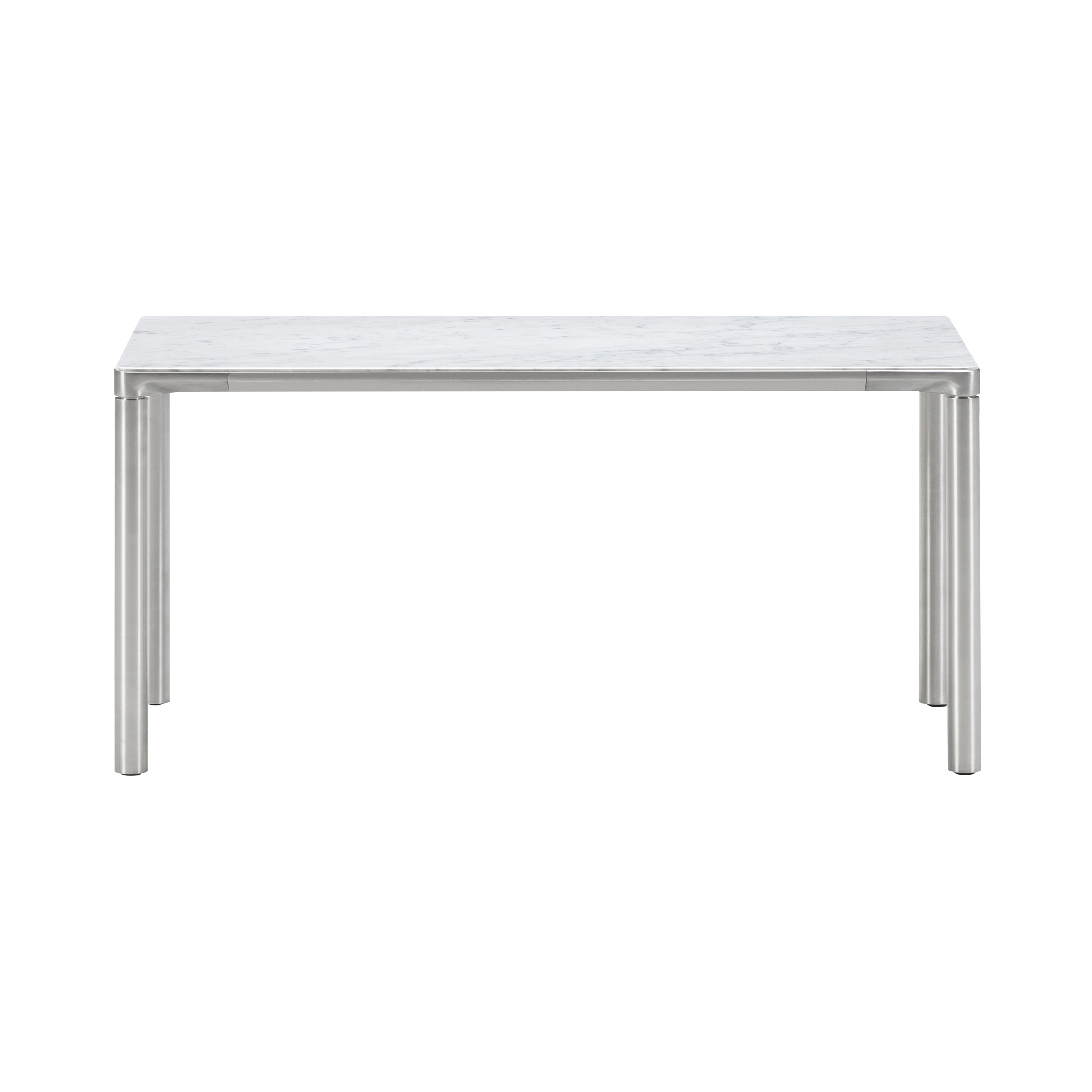Piloti Alu Table: Large + High + White Carrara + Brushed Aluminum