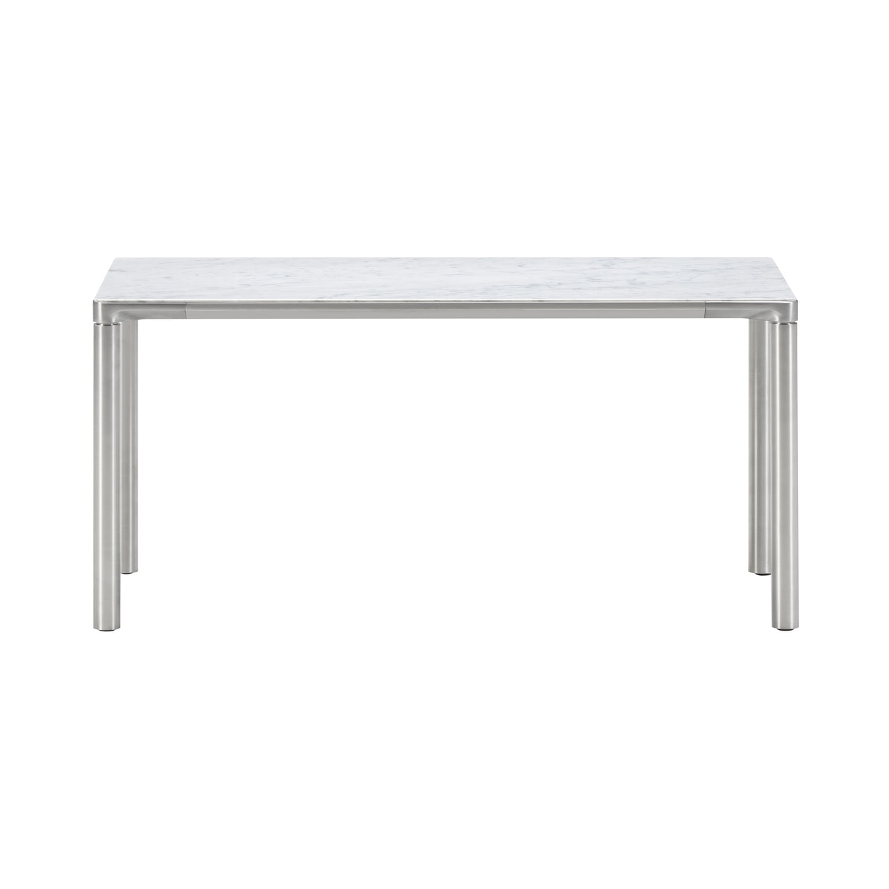 Piloti Alu Table: Large + High + White Carrara + Brushed Aluminum