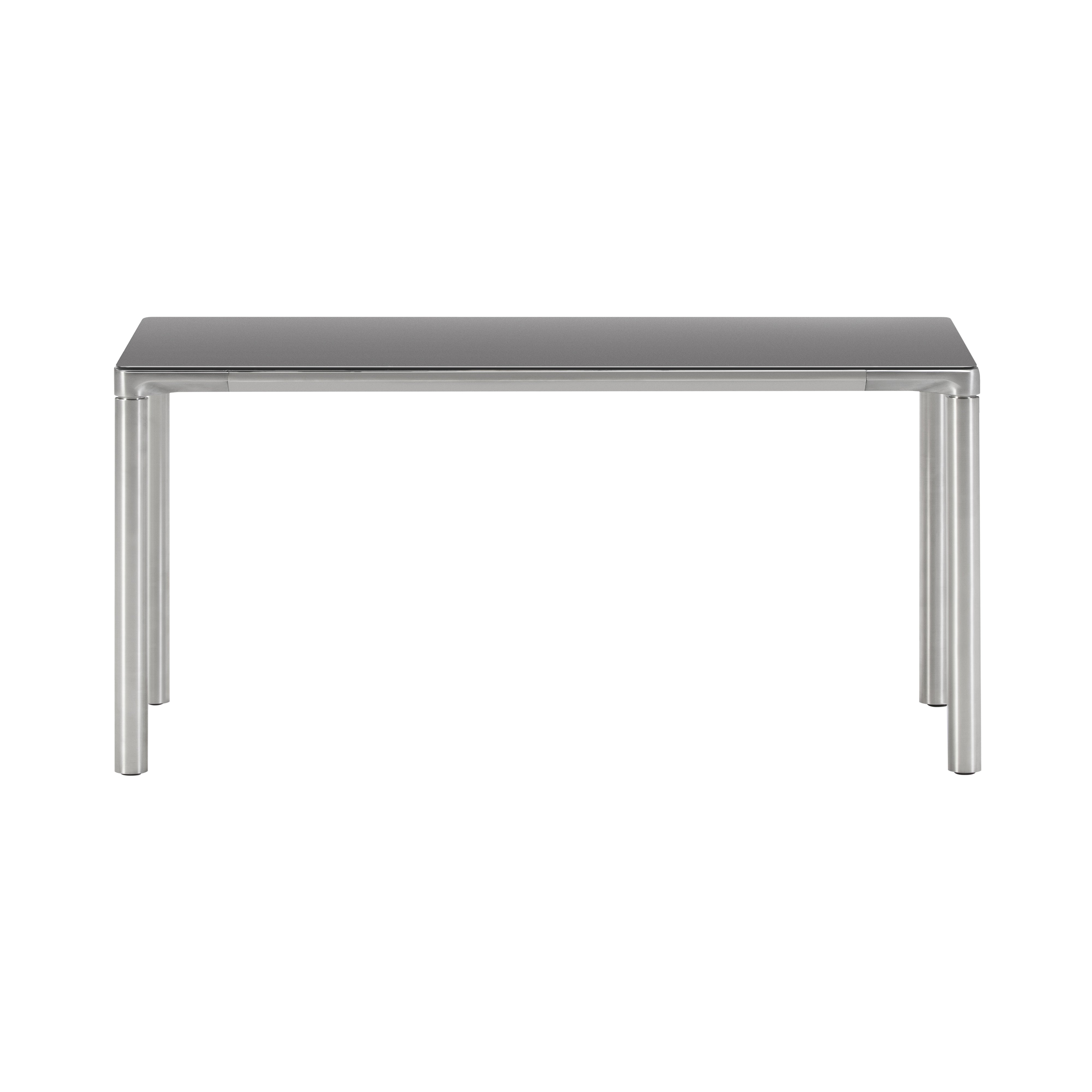 Piloti Alu Table: Large + High + Black + Brushed Aluminum