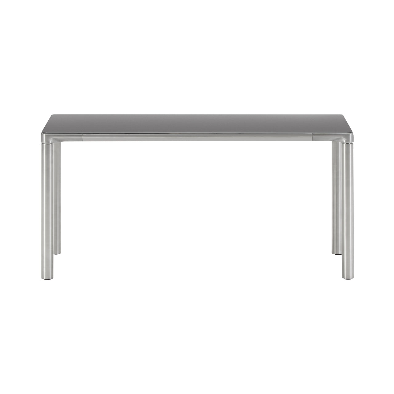 Piloti Alu Table: Large + High + Black + Brushed Aluminum