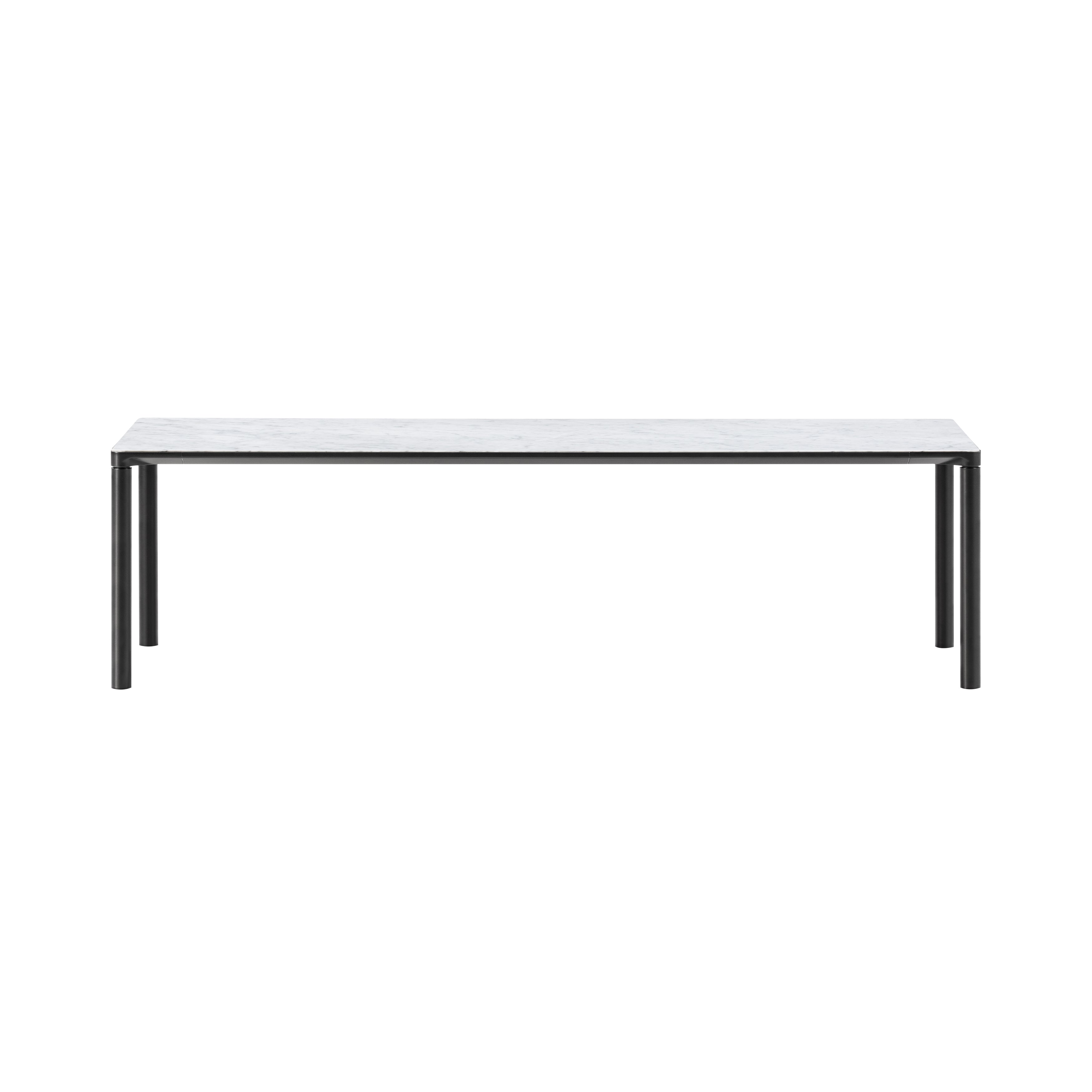 Piloti Alu Table: Extra Large + Low + White Carrara + Black